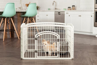 IRIS USA 24" 4-Panel Dog Puppy Playpen Fence Enclosure with Dog Gate Door - Indoor Pet Playpen - 4 or 8 Panel
