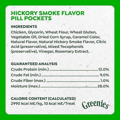 Greenies Pill Pockets for Dogs Small Size, Tablet Pill Treats for Dogs, Hickory Smoke Flavor, 3.2 oz. Pouch
