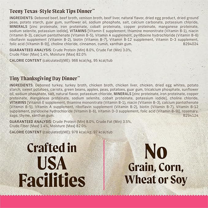 Merrick Lil’ Plates Grain Free Dinner Duos Soft Natural Wet Small Dog Food Variety Pack, Beef and Turkey - (Pack of 1) 2.6 lb. Tubs