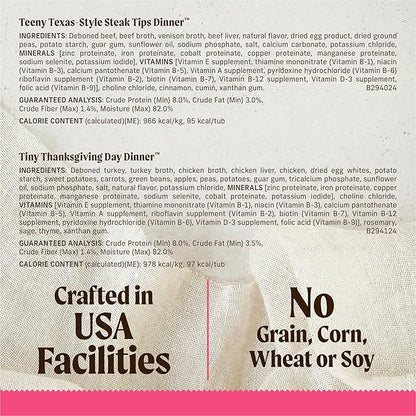 Merrick Lil’ Plates Grain Free Dinner Duos Soft Natural Wet Small Dog Food Variety Pack, Beef and Turkey - (Pack of 1) 2.6 lb. Tubs