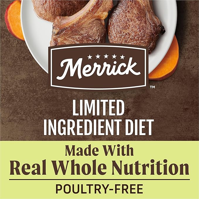 Merrick Limited Ingredient Diet Grain Free Dry Dog Food, Premium and Healthy Kibble with Lamb and Sweet Potato - 4.0 lb. Bag