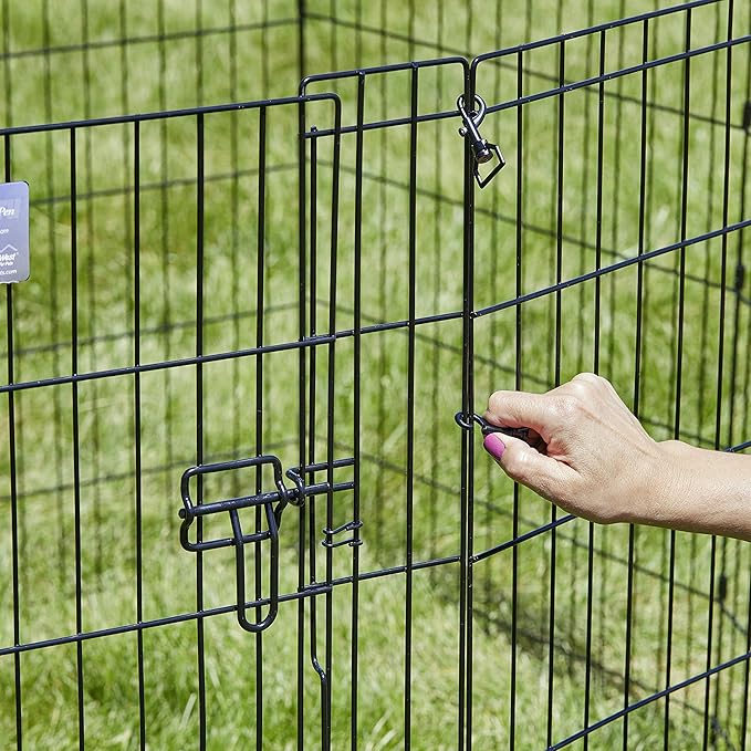 MidWest Homes for Pets 24-Inch Exercise Pen, for Indoor and Outdoor Use, 16 Sq Feet of Play, Single Door Folding Dog Pen, with Large Door Opening & Secure Latch, Easy to Set Up, Foldable Dog Playpen