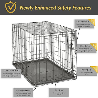 Midwest Homes for Pets 42-Inch New World Crate for Large Breeds, 71-90 lbs, Single Door Folding Dog Crate, Leak-Proof Tray & Secure Latch, Portable, Durable & Easy to Assemble