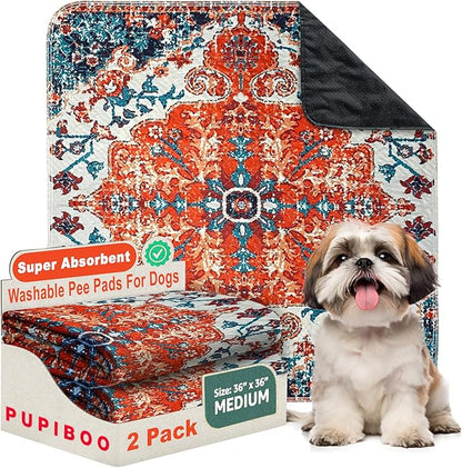 PUPIBOO Washable Pee Pads for Dogs & Cats - 72x72 - Super Absorbent Reusable Puppy Training