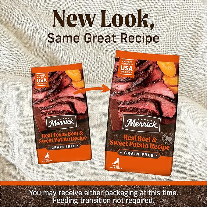 Merrick Premium Grain Free Dry Adult Dog Food, Wholesome and Natural Kibble, Real Beef and Sweet Potato - 4.0 lb. Bag