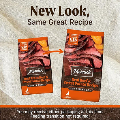 Merrick Premium Grain Free Dry Adult Dog Food, Wholesome And Natural Kibble, Real Texas Beef And Sweet Potato - 10.0 lb. Bag