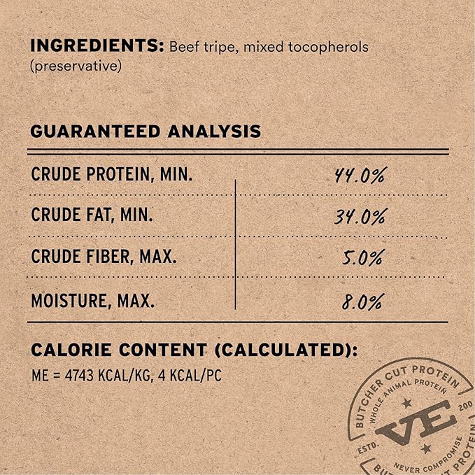 Vital Essentials Freeze Dried Dog Treats | Beef Tripe Nibs (Large Bites), Single Protein | Premium Quality | Grain Free Training Treats for Dogs, 14 oz Bag