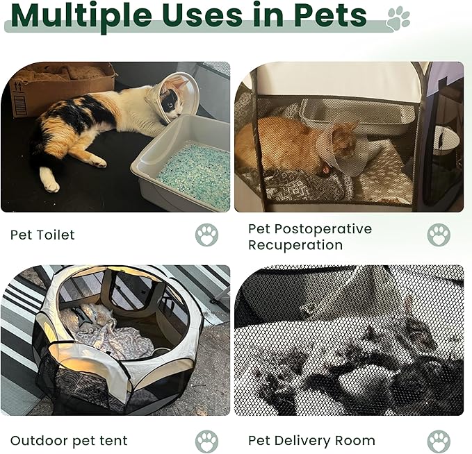 Love's cabin Pet Puppy Dog Playpen, Small Dog Tent Crates Cage Indoor/Outdoor, Portable Playpen for Cat, Foldable Pop Up Dog Kennel Playpen with Carring Case, Removable Zipper Top, Green