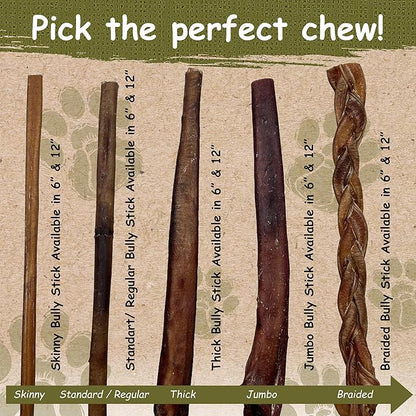 Top Dog Chews 6" Bully Sticks - 25 Pack, 1.3 LB Bag, All Natural, Roasted, Sourced from Free Range Beef, High Protein, Low Fat Dog Chews for Healthy Teeth, Gums & Chewing Satisfaction.