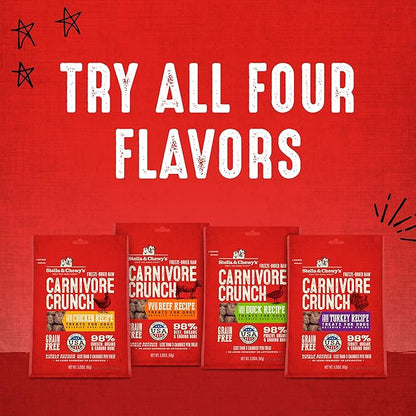 Stella & Chewy's Freeze-Dried Raw Dog Treats - Carnivore Crunch for Training - Natural Limited Ingredient, Grain-Free - Perfect for Picky Eaters - Chicken Recipe - 3.25 oz Bag