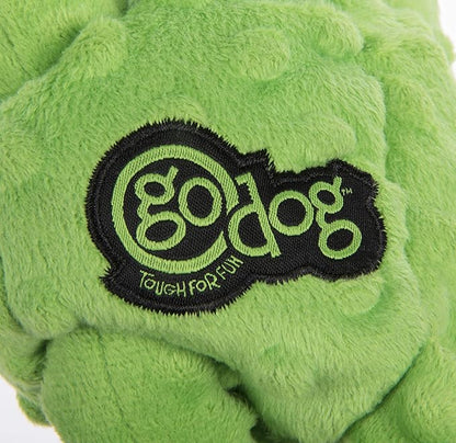 goDog Crazy Tugs Monkeys Squeaky Plush Dog Toy with Chew Guard Technology, Durable Fabric & Squeaker for Active Play, Green, Large