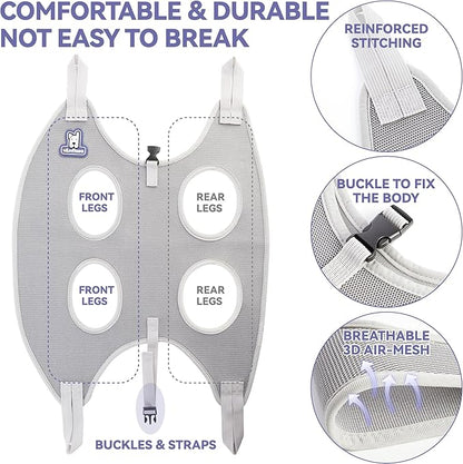 Loflaze Dog Grooming Hammock Harness for Dogs & Cats with Pet Nail Clipper Trimmer - Cat Hanger Sling for Trimming Clipping Nails- Dog Hammock Restraint Bag for Small Medium Large pet （ Purple L）