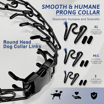 Pinch Collar for Dogs, Prong Training Collar with Quick Release Buckle for Dog Pulling Behavior Correction, Adjustable Pinch Leashes (M/L / 18-23" Neck Size)