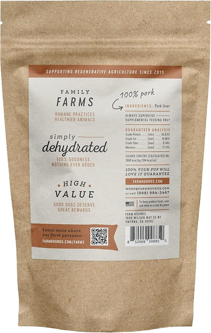 Farm Hounds - Pork Liver - Premium Natural Jerky for Dogs - Made from 100% Humanely Raised Pork - Organ Treats - Great for Training & Treats - No Added Fillers - Made in USA - 4 oz - 1 Pack