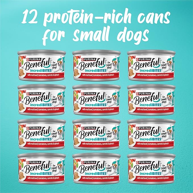 Purina Beneful Small Breed Wet Dog Food, Incredibites Loaf With Real Beef Recipe - (Pack of 12) 3 oz. Cans