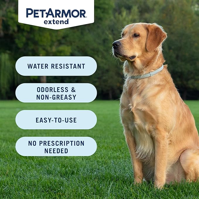 PetArmor Extend Large Dog Flea and Tick Treatment & Prevention, Collar for Large Dogs Above 18 lbs., 8 Months of Protection, Odorless & Non-Greasy, Waterproof, Kills Fleas, Ticks, and Larvae, 1 Count