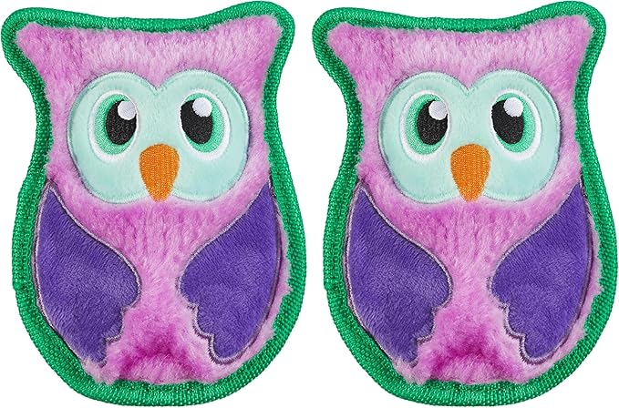 Outward Hound Durablez Minis – Squeaky Plush Dog Toy, No Stuffing for Less Mess, Interactive & Tough, Jumbo Squeaker, Puppies & Small Dogs, Owl, 5.8", (Pack of 2)
