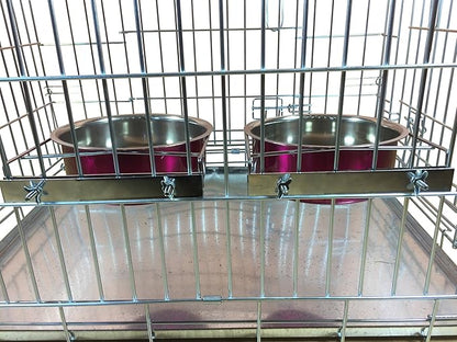 Ellie-Bo Pair of Dog Bowls for Crates, Cages or Pens and 3 Sizes (2.0Ltr Large, Pink)