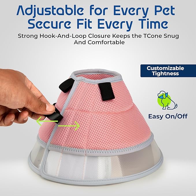 Soft Dog Cone Collar to Stop Licking Small,Medium.Large Dog Cone,Adjustable and Reversible Design,Non-Woven Breathable Fabric, Elizabethan Recovery Collar After Surgery for Cat or Dogs (Pink, Medium)