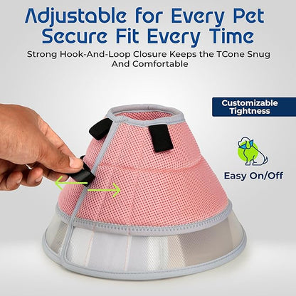 Soft Dog Cone Collar to Stop Licking Small,Medium.Large Dog Cone,Adjustable and Reversible Design,Non-Woven Breathable Fabric, Elizabethan Recovery Collar After Surgery for Cat or Dogs (Pink, Small)