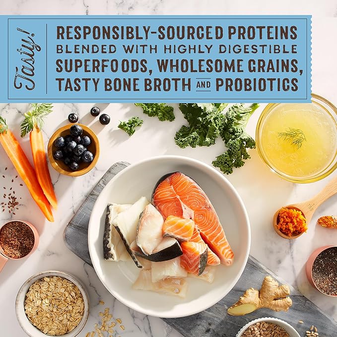 Stella & Chewy's SuperBlends Raw Coated Wholesome Grains Wild-Caught Whitefish & Salmon Recipe with Superfoods, 21 lb. Bag