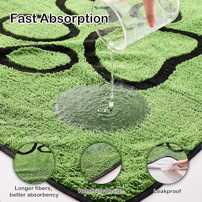 Qeils Reusable Dog Pee Pads, 2 Pack Super Absorbent & Leakproof Washable Puppy Pads with Soft Green Top Layer, for Potty Training, Crates, Couch, Car Seats & Pet Beds, 48"x 48"