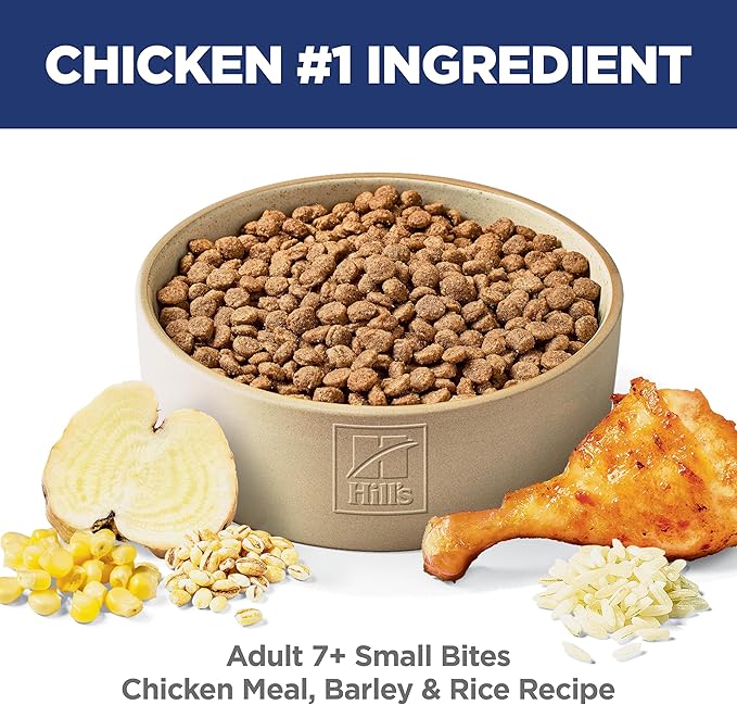 Hill's Science Diet Adult 7+ Small Bites Dry Dog Food, Chicken Meal, Barley, & Rice, 5 lb. Bag