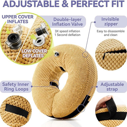 Loflaze Inflatable Dog Cone Collar - Dog Neck Donut Cone Collar Alternative After Surgery - Soft Cone for Large Medium Small Dogs Cats - Alternative Recovery E Collar (Yello, XL)