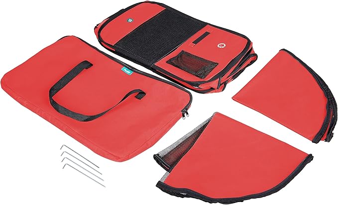Deluxe Premium Pet Dog Playpen Portable Soft Dog Exercise Pen Kennel with Carry Bag for Dogs, Cats, Kittens, and All Pets (Large, Red)