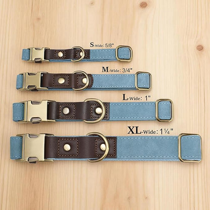 Didog Soft PU Leather Dog Collar for Large Dogs,Classic Adjustable Wide Dog Collars with Quick Release Metal Buckle,Easy Clean and Comfortable with Nylon Lining,Denim Blue,XL Neck 20-27", Width 1¼"