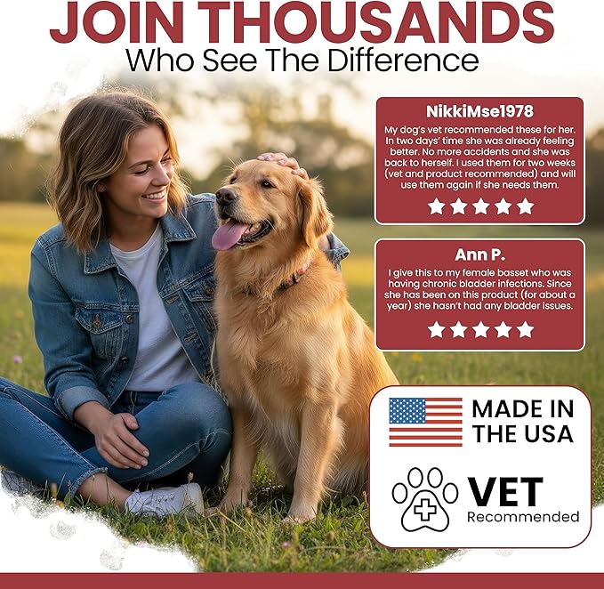 Dog UTI Treatment Cranberry Supplement for Dogs, 120 Soft Chews - Natural Urinary Tract Infection Support and Healthy Bladder Control – Made with Echinacea and Vitamin C