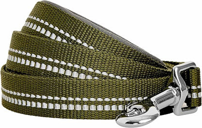 Blueberry Pet 3M Reflective Pastel Color Dog Leash with Soft & Comfortable Handle, 4 ft x 1", Olive Green, Large, Leashes for Dogs