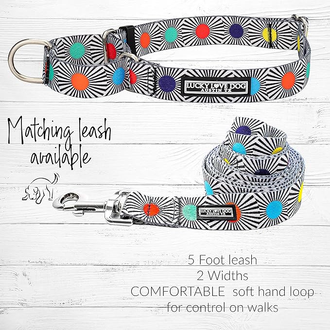 Lucky Love Dog, Adjustable Fun Style Martingale Collar for Dogs, Comfy & Bright Color, Premium No Slip Dog Collar - (Large, SOCO Mart)