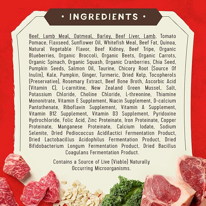 Stella & Chewy's SuperBlends Raw Coated Wholesome Grains Grass-Fed Beef, Beef Liver & Lamb Recipe with Superfoods, 3.5 lb. Bag