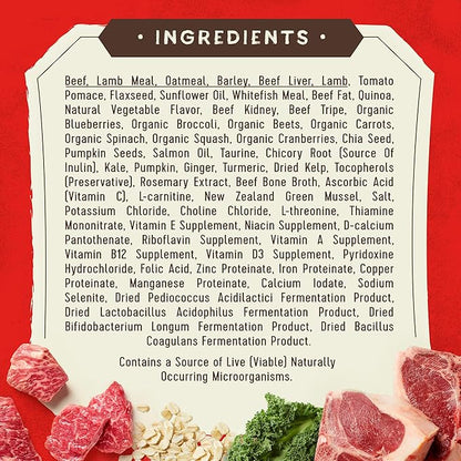 Stella & Chewy's SuperBlends Raw Coated Wholesome Grains Grass-Fed Beef, Beef Liver & Lamb Recipe with Superfoods, 3.5 lb. Bag