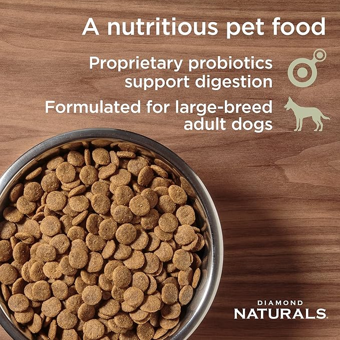 Diamond Naturals Large Breed Adult Dry Dog Food Chicken and Rice Formula with Protein from Real Chicken, Probiotics and Essential Nutrients to Support Balanced and Overall Health in Adult Dogs 40lb