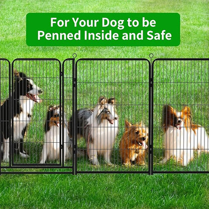 Kfvigoho Dog Playpen Outdoor Extra Wide 24 Piece Panels Heavy Duty Dog Fence 47" Height Anti-Rust with Doors Portable for RV Camping Yard, Total 63FT, 316 Sq.ft, Snowy Black