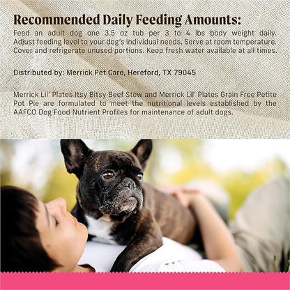 Merrick Lil’ Plates Grain Free Dinner Duos Soft Natural Wet Small Dog Food Variety Pack, Beef and Chicken - (Pack of 12) 3.5 lb. Tubs