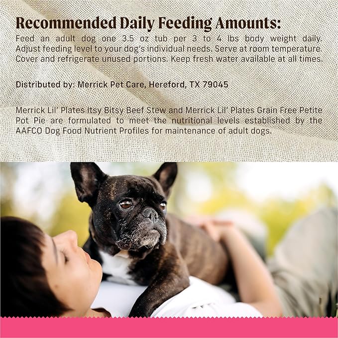 Merrick Lil’ Plates Grain Free Dinner Duos Soft Natural Wet Small Dog Food Variety Pack,Beef and Chicken - 3.5 lb. Tubs,(Pack of 24)