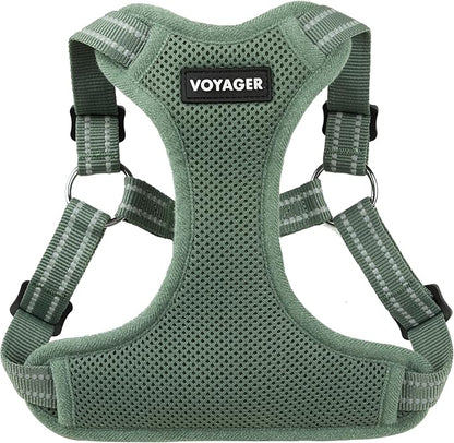Best Pet Supplies Voyager Adjustable Step-in Flex Breathable Mesh Dog Harness for Small Medium Large Dogs Moss Green, S