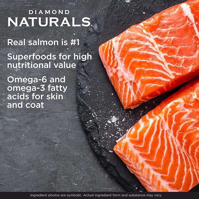 Diamond Naturals Skin & Coat Real Salmon and Potato Recipe Dry Dog Food with High Quality Protein, Omega Fatty Acids, Probiotics and Essential Nutrients to Promote Healthy Skin and Coat 30lb