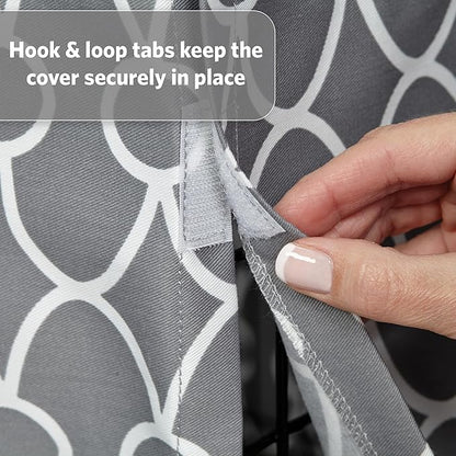 MidWest Homes for Pets Medium Dog Crate Cover with Teflon Fabric Protector, Poly-Cotton Privacy Kennel Cover Fits Most 30-inch Crates, Gray Designer Print, Washable, Reduces Barking
