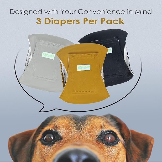 Wegreeco Washable Male Dog Belly Wrap - Pack of 3 - (Gold,Black,Grey,XX-Large)