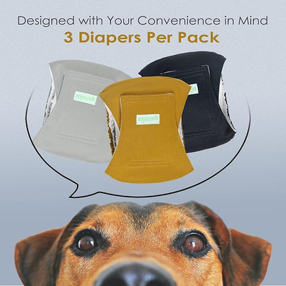 Wegreeco Washable Male Dog Belly Wrap - Pack of 3 - (Gold,Black,Grey,XX-Large)