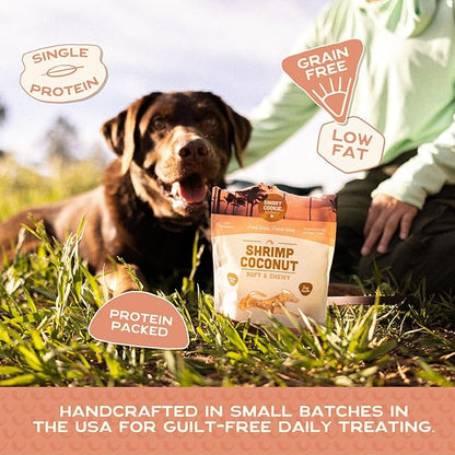 Smart Cookie All Natural Dog Treats - Shrimp & Coconut - Training Treats for Dogs with Allergies, Sensitive Stomachs - Soft Dog Treats, Chewy, Grain Free, Human-Grade, Made in USA - 5oz, Pack of 3