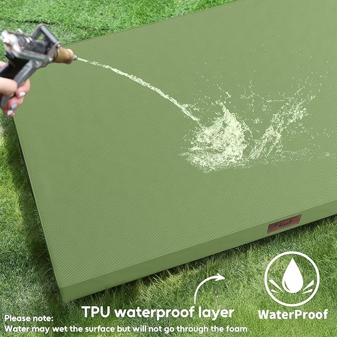 Outdoor Orthopedic Dog Bed for Extra Large Dogs, XL Waterproof Flat Pet Bed 44x32 Inch, Egg Crate Foam with Removable Washable Oxford Cooling Cover, Light Green
