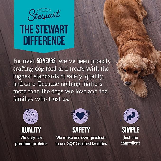 Stewart 100% Venison Liver Dog Treats, 3 oz Pouch, ~50 Pieces, Freeze Dried Raw, Single Ingredient, 60% Protein Training Treats or Meal Topper, Grain Free, Gluten Free