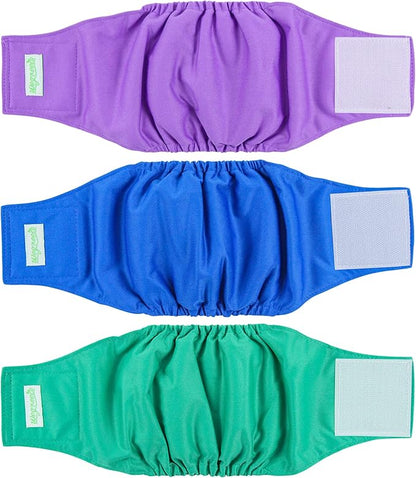 Wegreeco Washable Dog Diapers - Washable Male Dog Belly Wrap- Pack of 3 - (Blue,Green,Purple,Small)