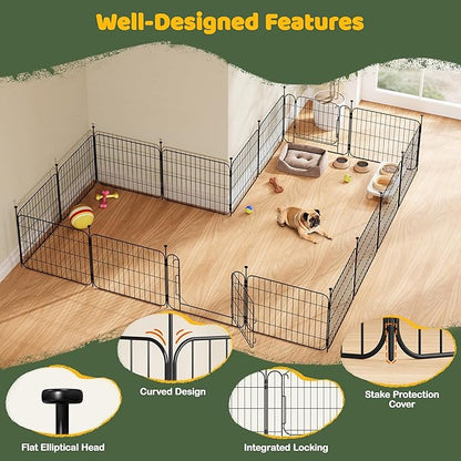 Yaheetech Expandable Dog Playpen, 8 Panel 20 inch Puppy Playpen with Door Indoor/Outdoor Pet Fence for Small Medium Dogs