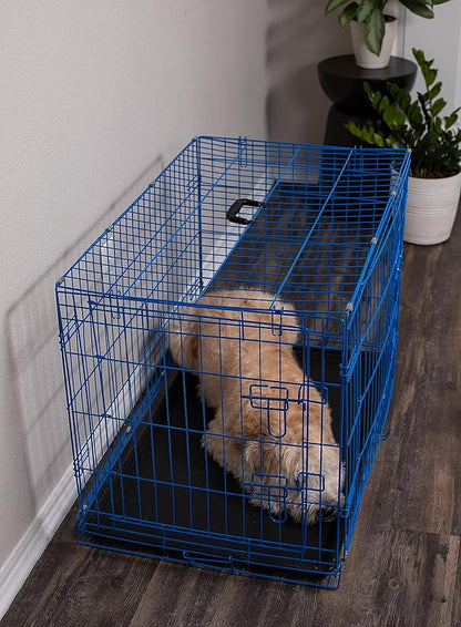 Internet's Best Wire Dog Kennel | Medium (36 Inches) | Double Door Metal Steel Crates | Indoor Outdoor Pet Home | Folding and Collapsible Cage | Blue